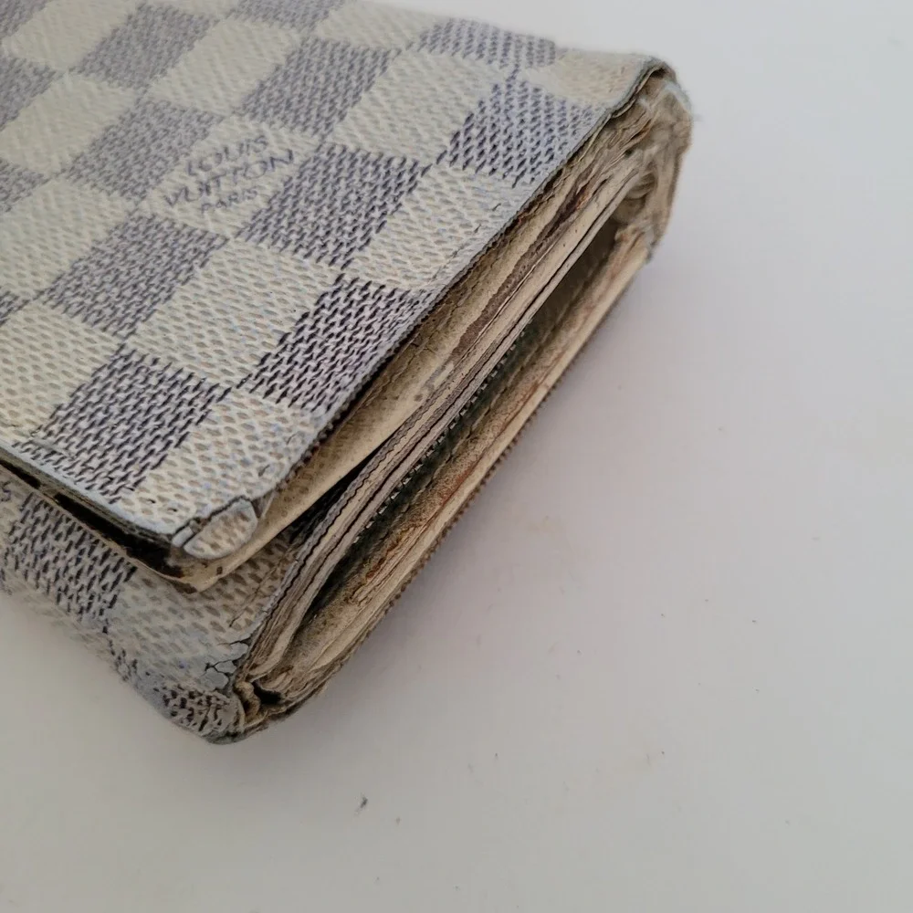 Louis Vuitton Damier Azur Sarah Wallet White Blue Checkered Long CA4007 Spain
